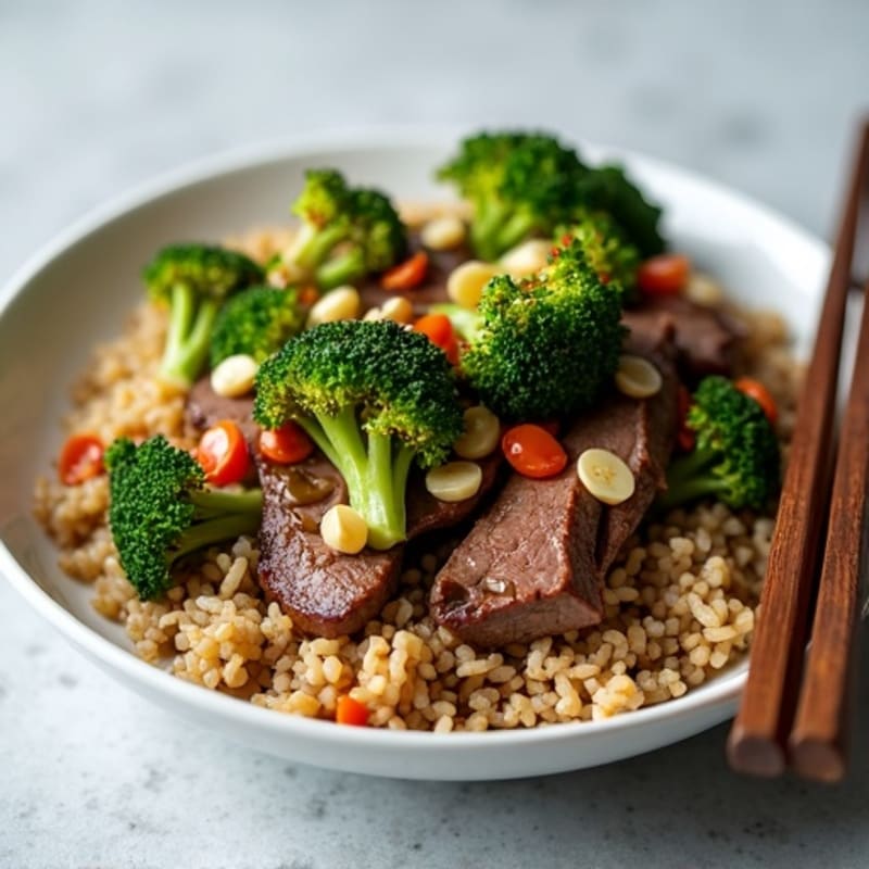 Lean Beef and Crispy Broccoli Stir-Fry with Brown Rice