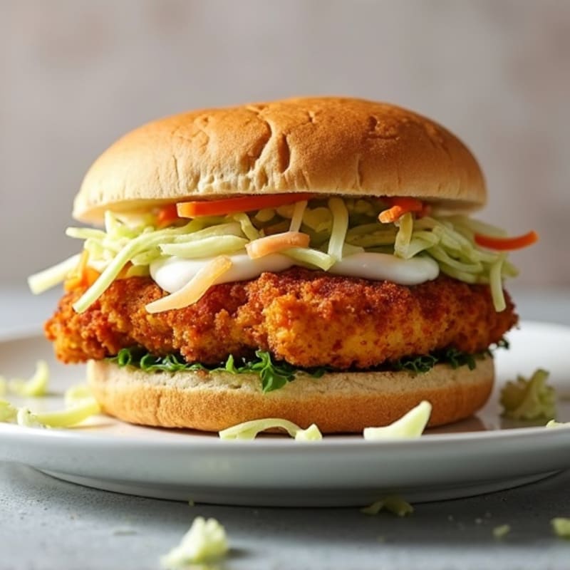 Crispy Baked Chicken Sandwich with Greek Yogurt Slaw