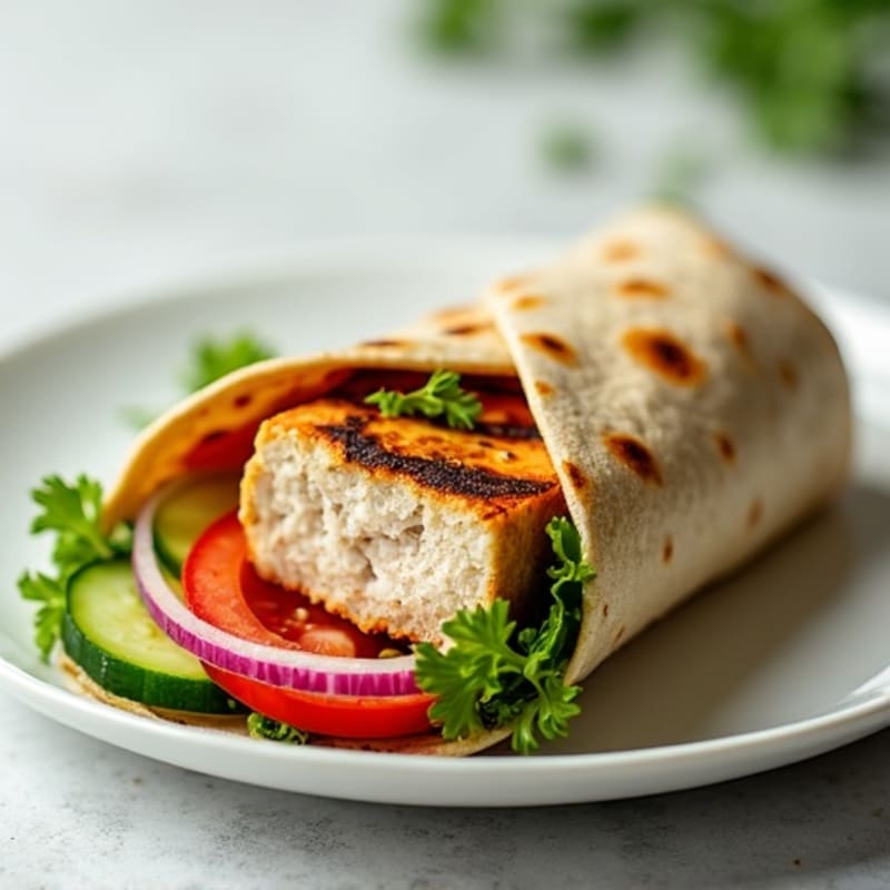 Herb-Marinated Grilled Chicken Wrap with Fresh Vegetables