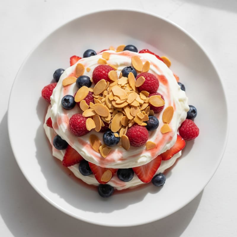 Greek Yogurt Protein Parfait with Mixed Berries and Almonds