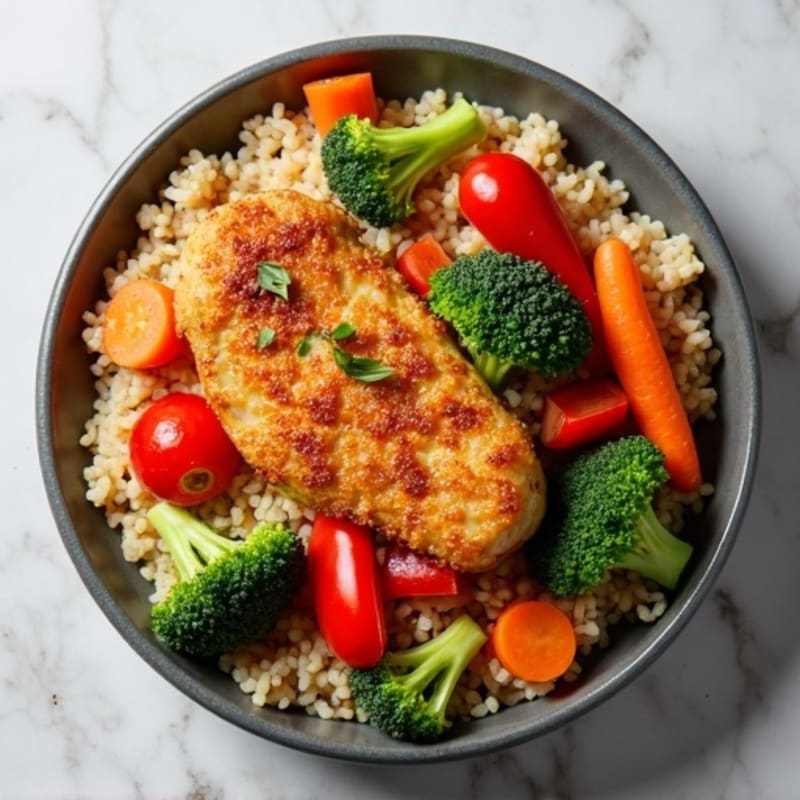 Crispy Chicken and Vegetable Brown Rice Stir-Fry
