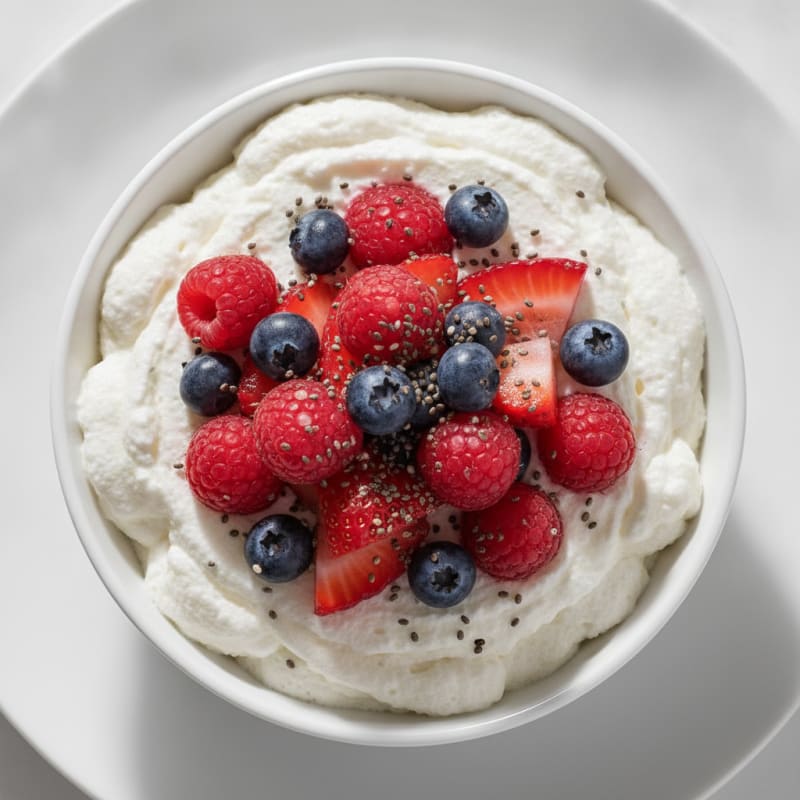 Greek Yogurt Protein Mousse with Mixed Berries