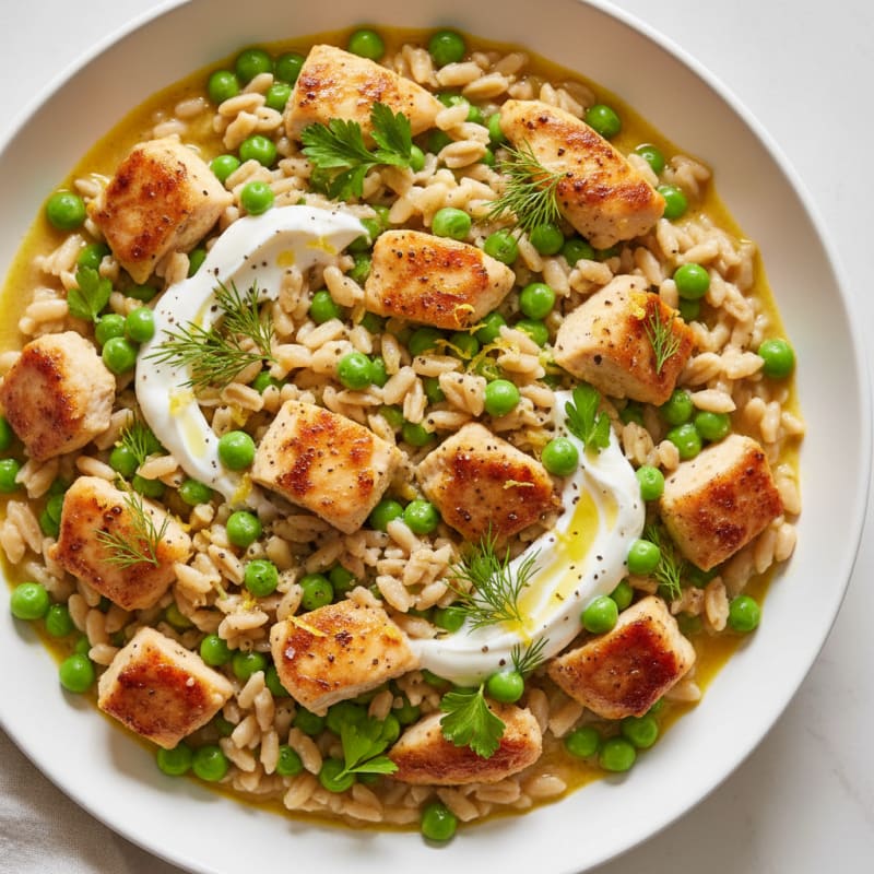 Creamy Lemon-Herb Pea Orzo