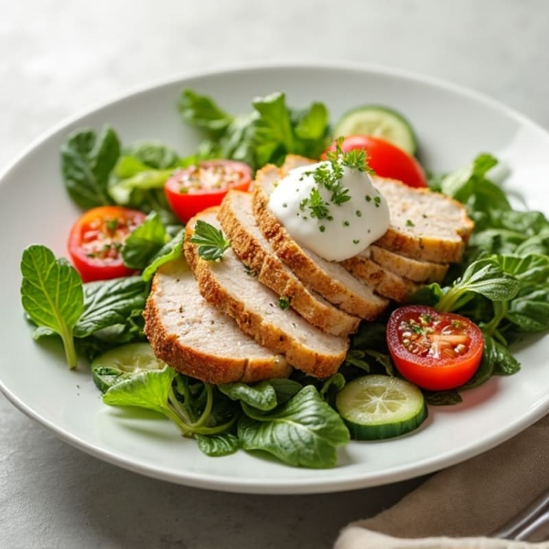 Flaked Tuna with Fresh Greens and Creamy Lemon Dressing