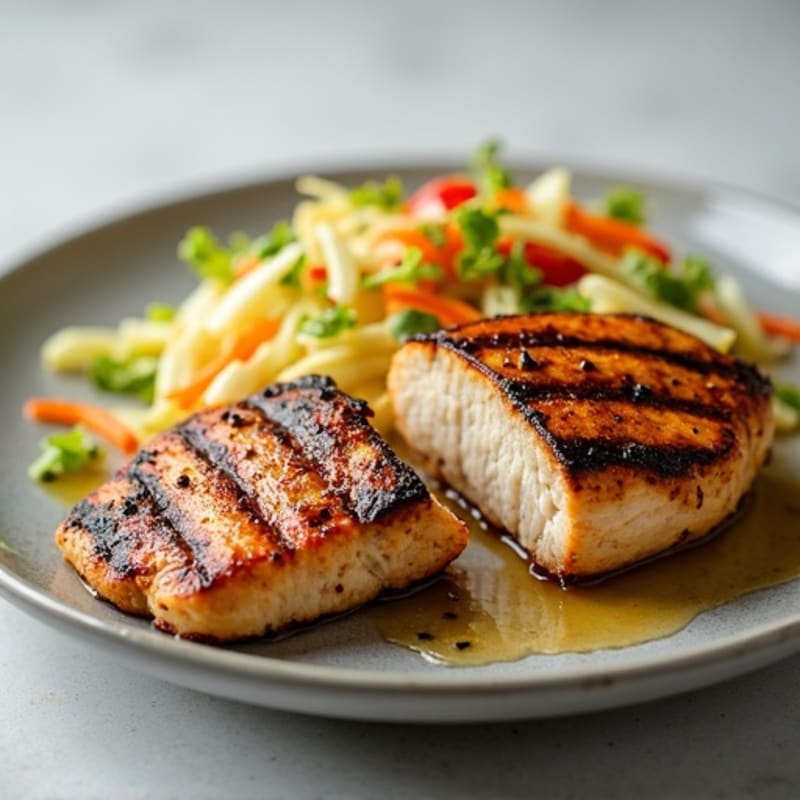Grilled Chicken Breast with Crunchy Cabbage Slaw