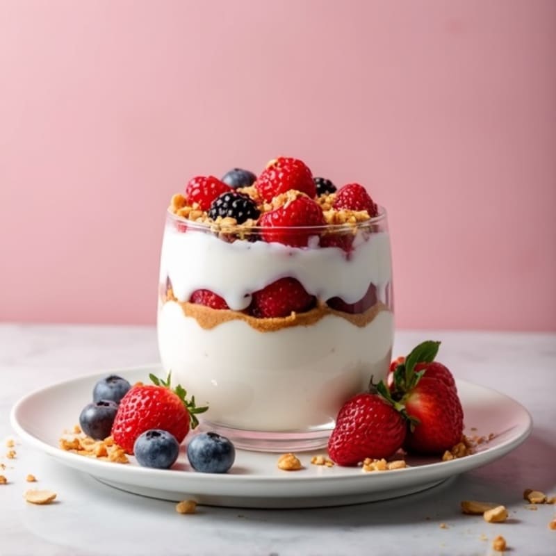 Greek Yogurt Protein Parfait with Mixed Berries and Almond Butter