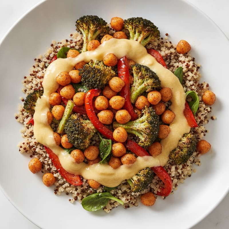 Roasted Vegetable and Chickpea Grain Bowl