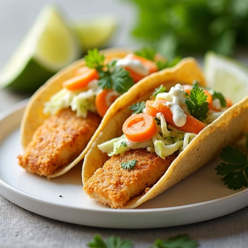 Crispy Baked Fish Tacos with Lime Slaw