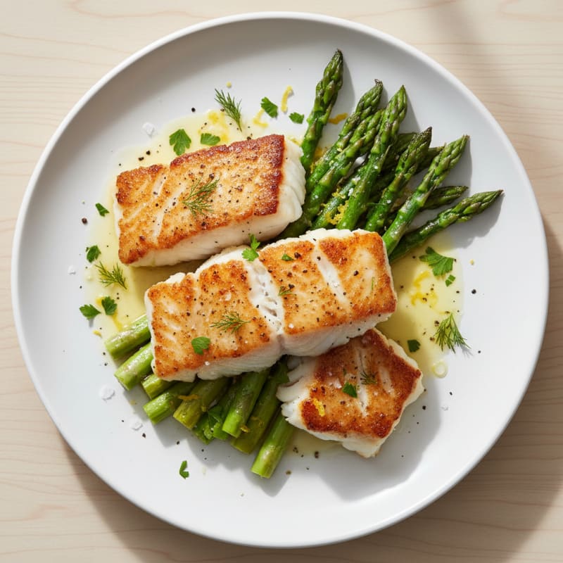 Seared Cod with Roasted Asparagus