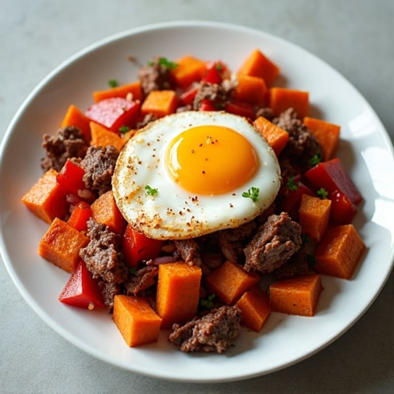 Smoky Brisket and Sweet Potato Hash