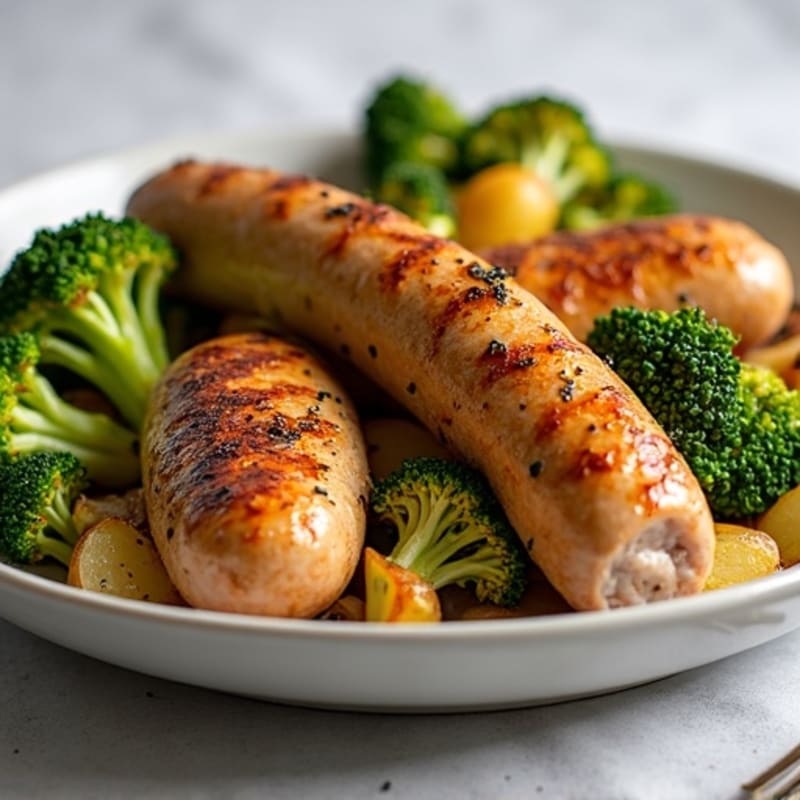 Sheet Pan Herb-Roasted Chicken Sausage with Crispy Potatoes and Broccoli