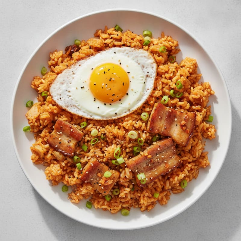 Kimchi Fried Rice with Pork Belly