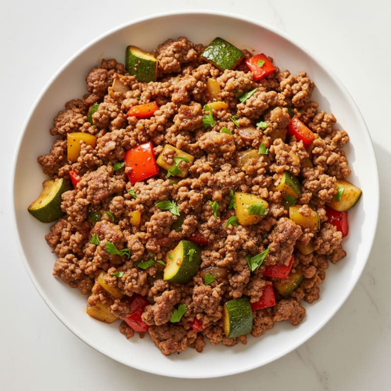 Crispy Ground Beef and Vegetable Skillet