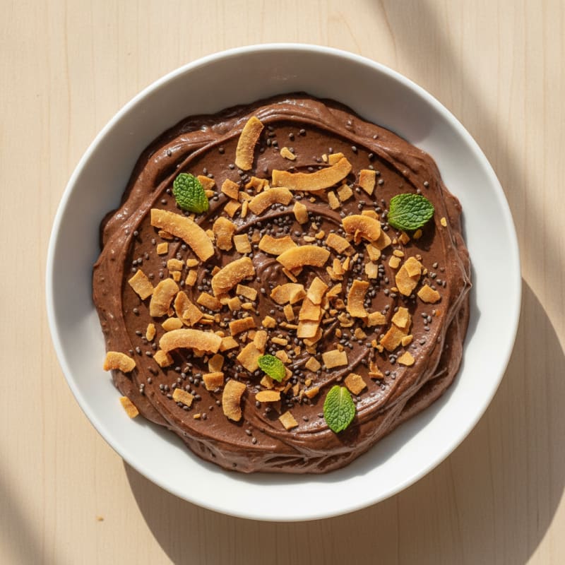 Silky Chocolate Protein Pudding with Toasted Coconut
