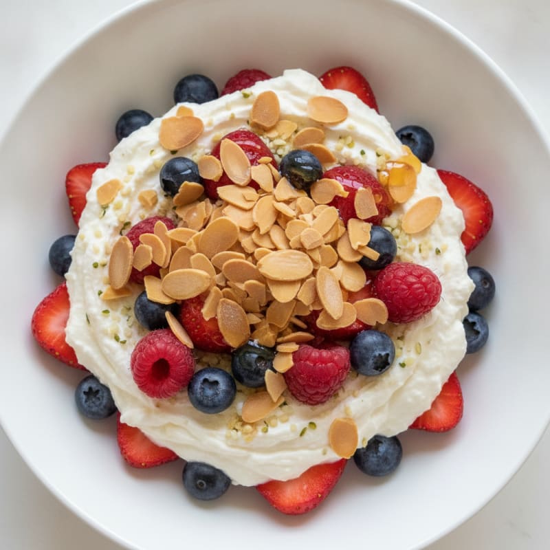 Silky Vanilla Greek Yogurt Protein Parfait with Mixed Berries