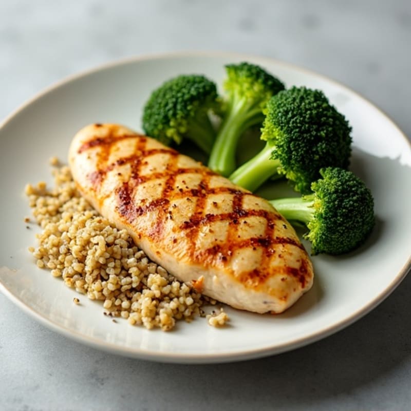 Grilled Chicken Breast with Roasted Broccoli and Quinoa