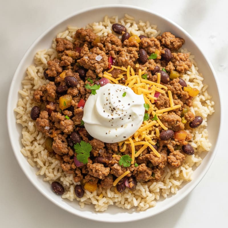 Beef and Bean Burrito Bowl