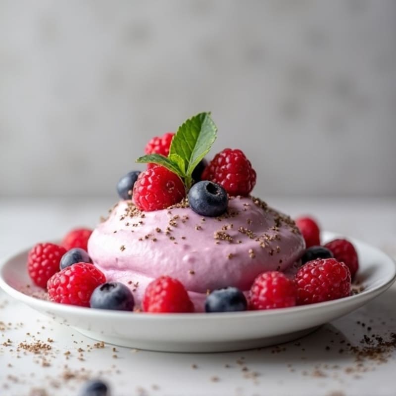Greek Yogurt Protein Mousse with Mixed Berries