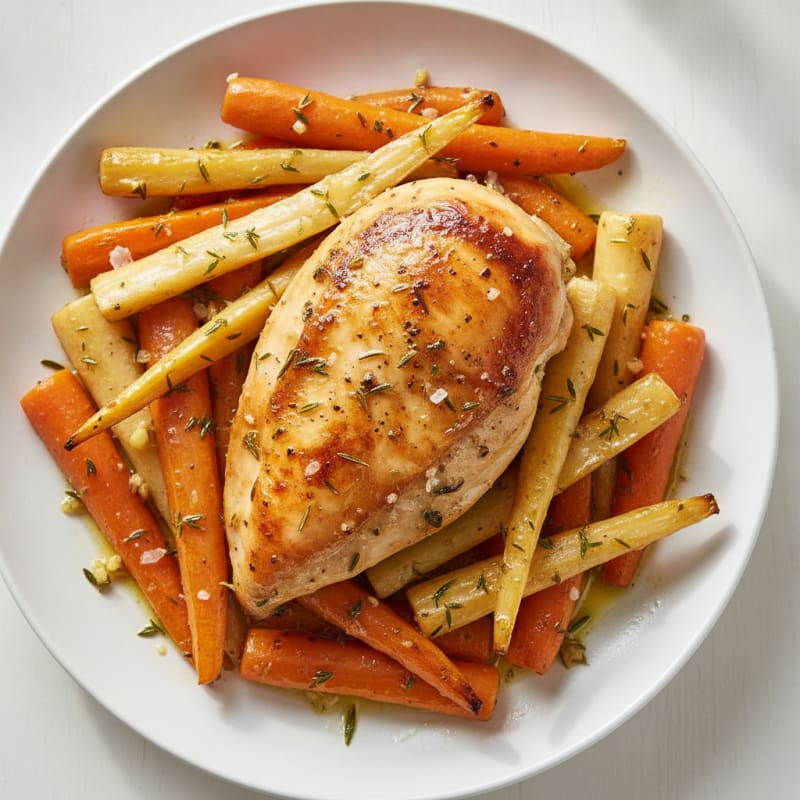 Garlic Herb Roasted Chicken with Root Vegetables