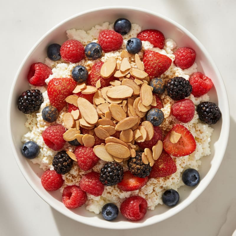 Cottage Cheese and Berry Protein Parfait with Almonds