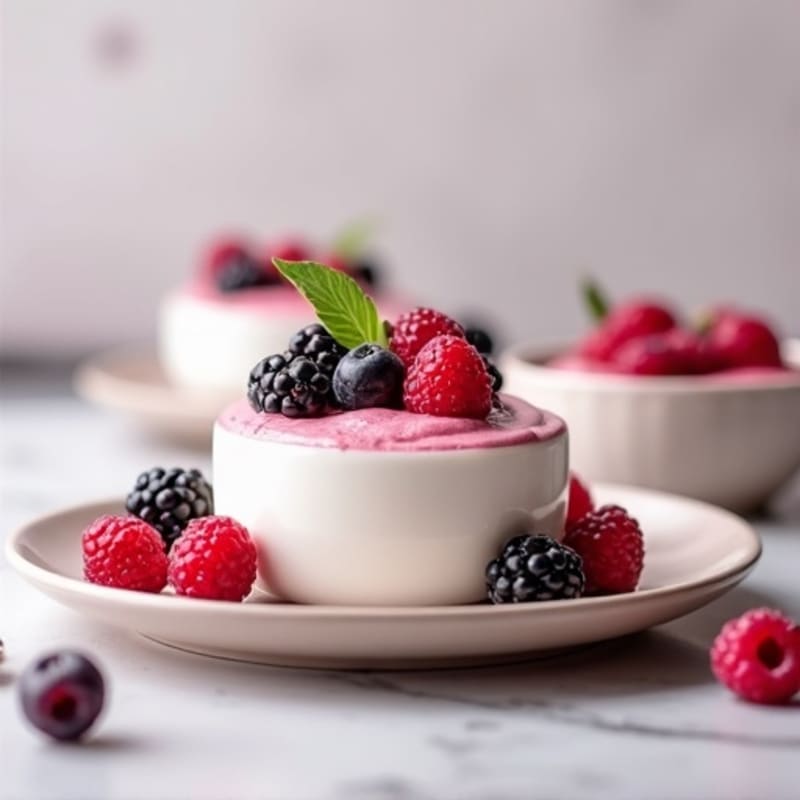 Silky Greek Yogurt Protein Mousse with Mixed Berries