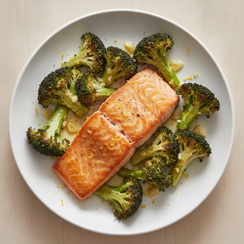 Seared Salmon with Roasted Broccoli and Lemon Zest