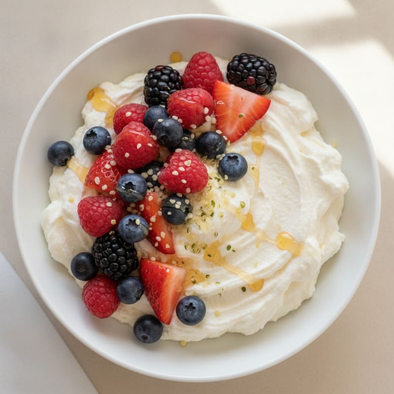 Silky Greek Yogurt Protein Mousse with Mixed Berries