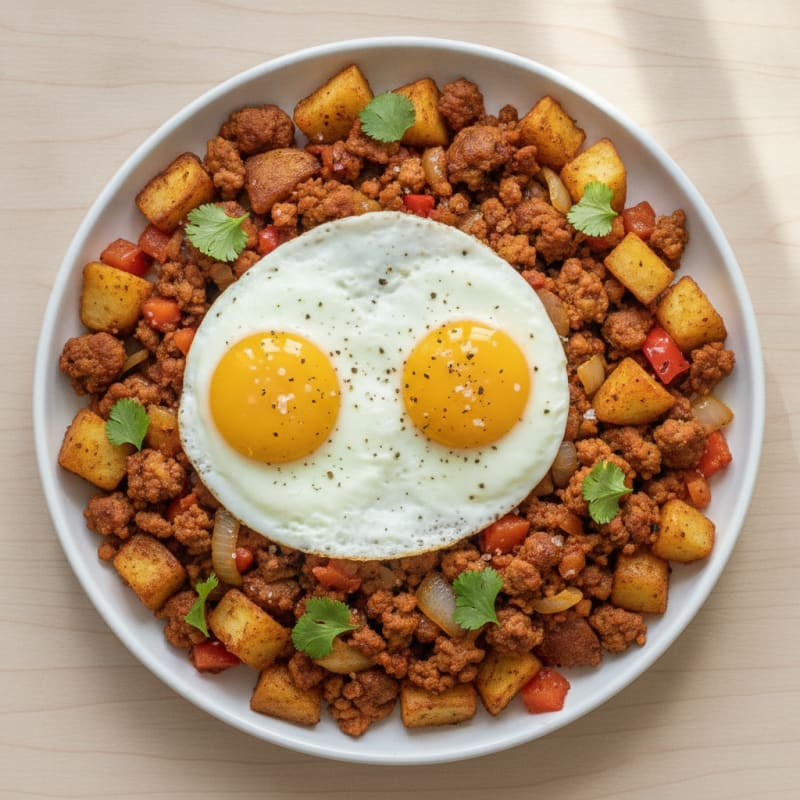 Spicy Chorizo and Potato Hash with Fried Egg