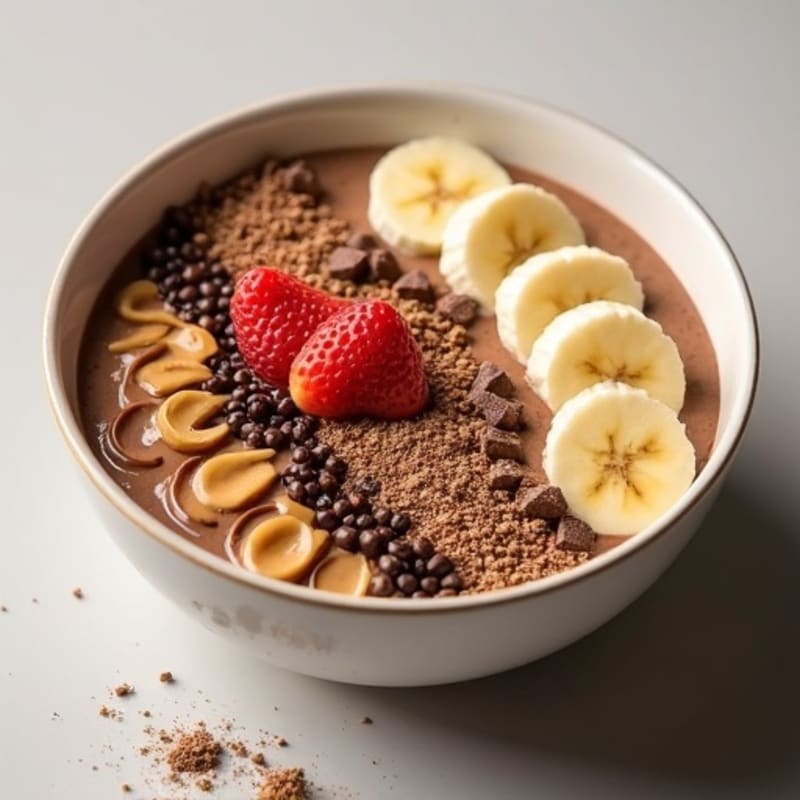 Creamy Peanut Butter Chocolate Protein Smoothie Bowl