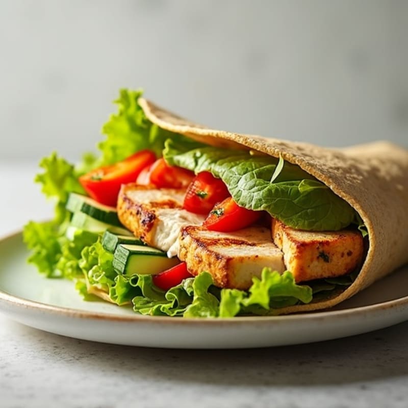 Fresh Grilled Chicken Whole Wheat Wrap with Crunchy Veggies