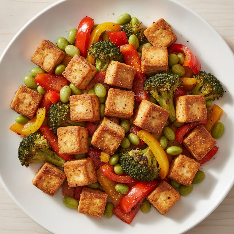 Pan-Seared Tofu with Roasted Vegetables