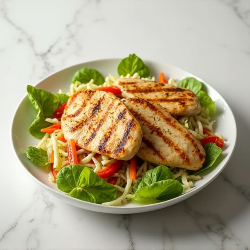 Grilled Chicken Breast with Crunchy Cabbage Slaw