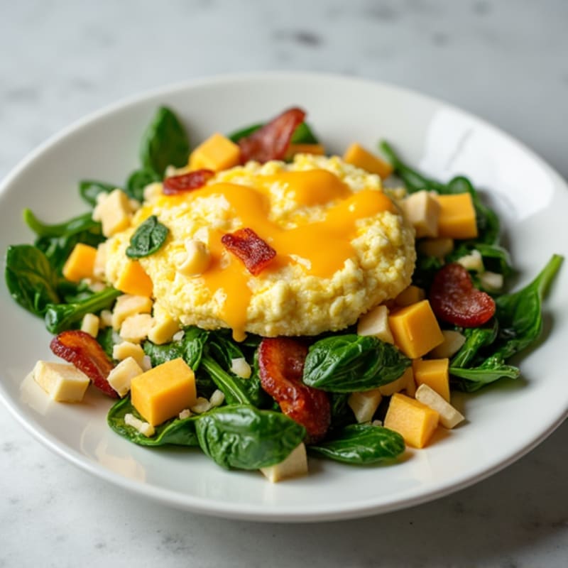 Egg White and Spinach Scramble with Turkey Bacon