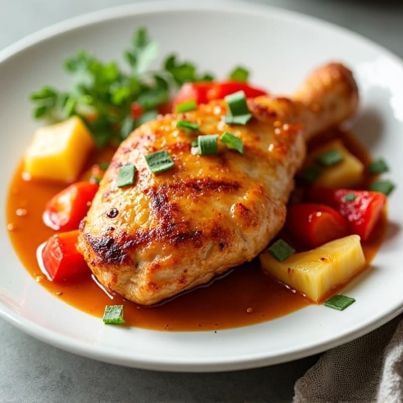 Crispy Baked Sweet and Sour Chicken with Roasted Bell Peppers and Pineapple