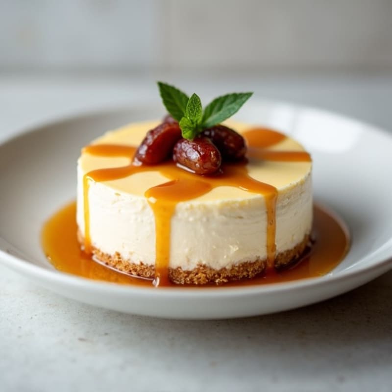 Protein-Packed Greek Yogurt Cheesecake with Date Caramel Drizzle