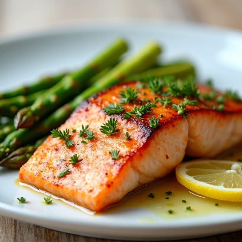 Pan-Seared Salmon with Roasted Asparagus and Citrus-Herb Dressing