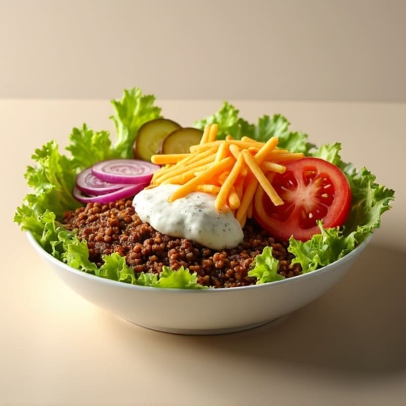 Lean Ground Beef Big Mac Style Bowl with Fresh Veggies