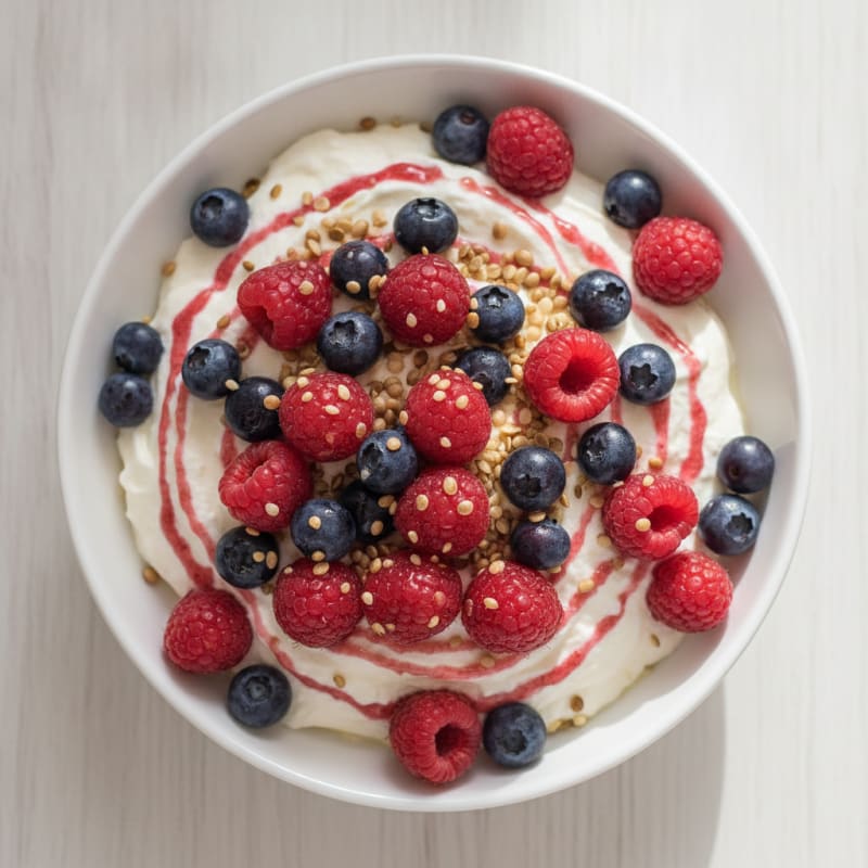 Greek Yogurt Protein Mousse with Mixed Berries