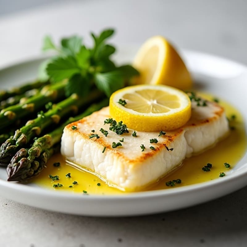 Lemon Herb Baked Cod with Roasted Asparagus
