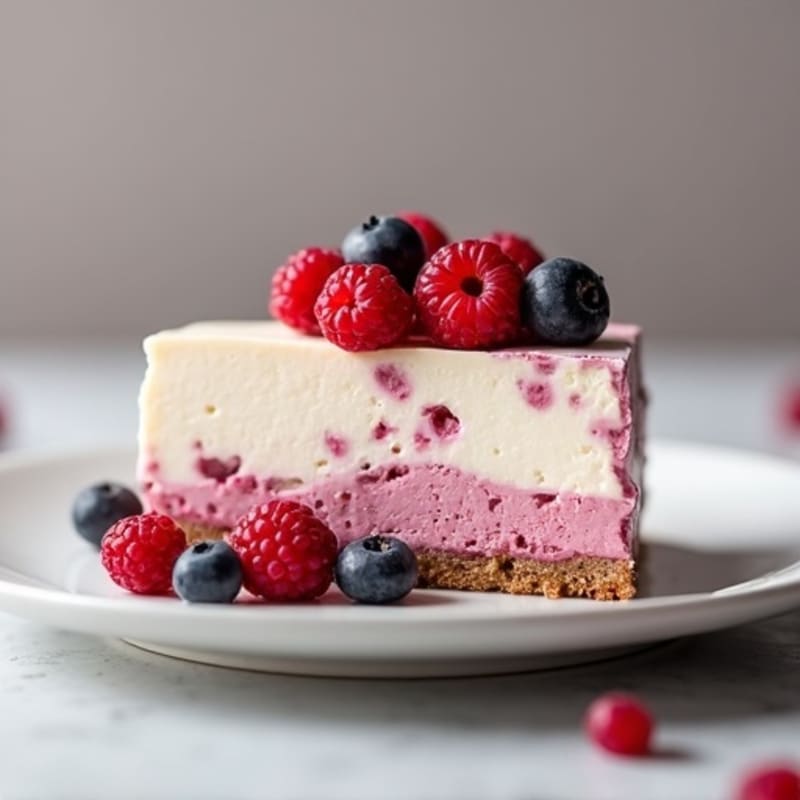 Silky Protein Cheesecake with Mixed Berries