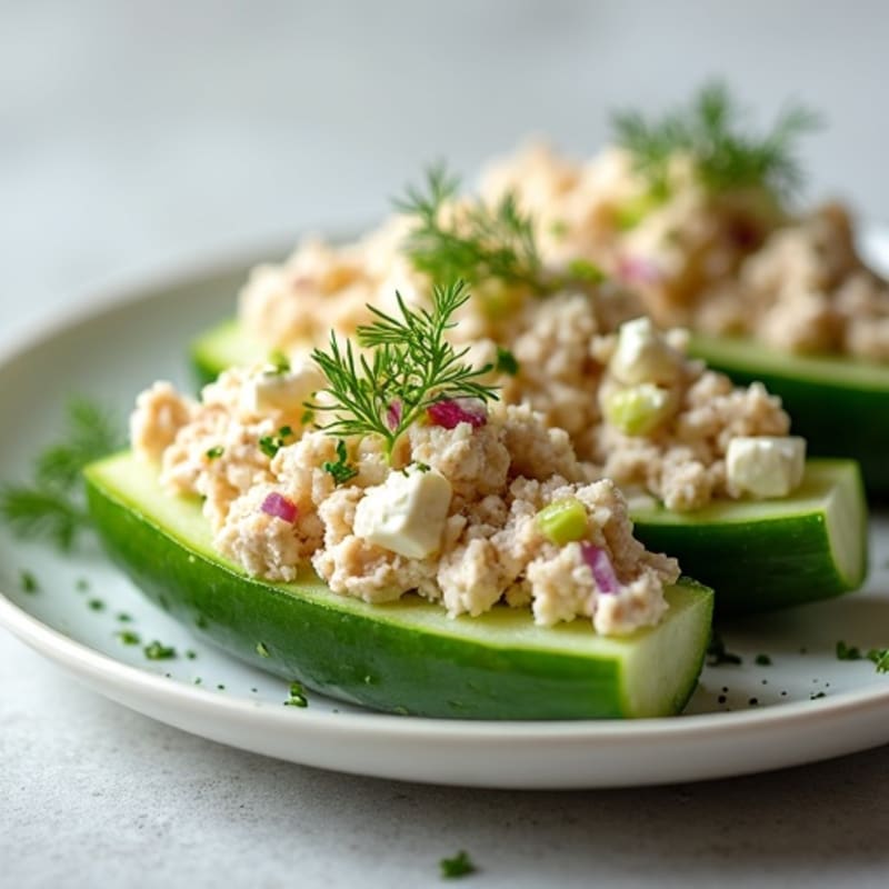 Fresh Tuna Salad Cucumber Boats