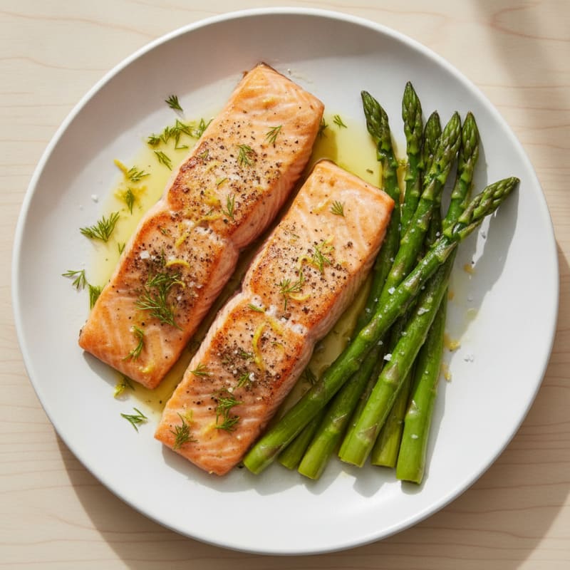 Lemon Herb Baked Salmon and Asparagus
