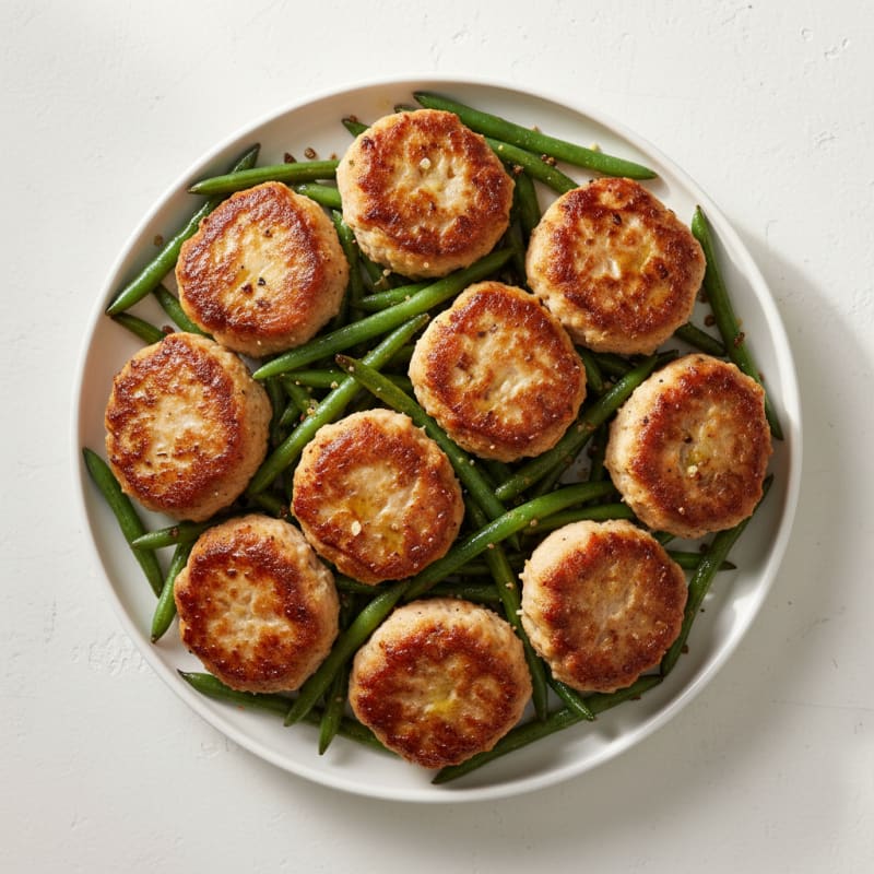 Seared Turkey Patties with Roasted Green Beans
