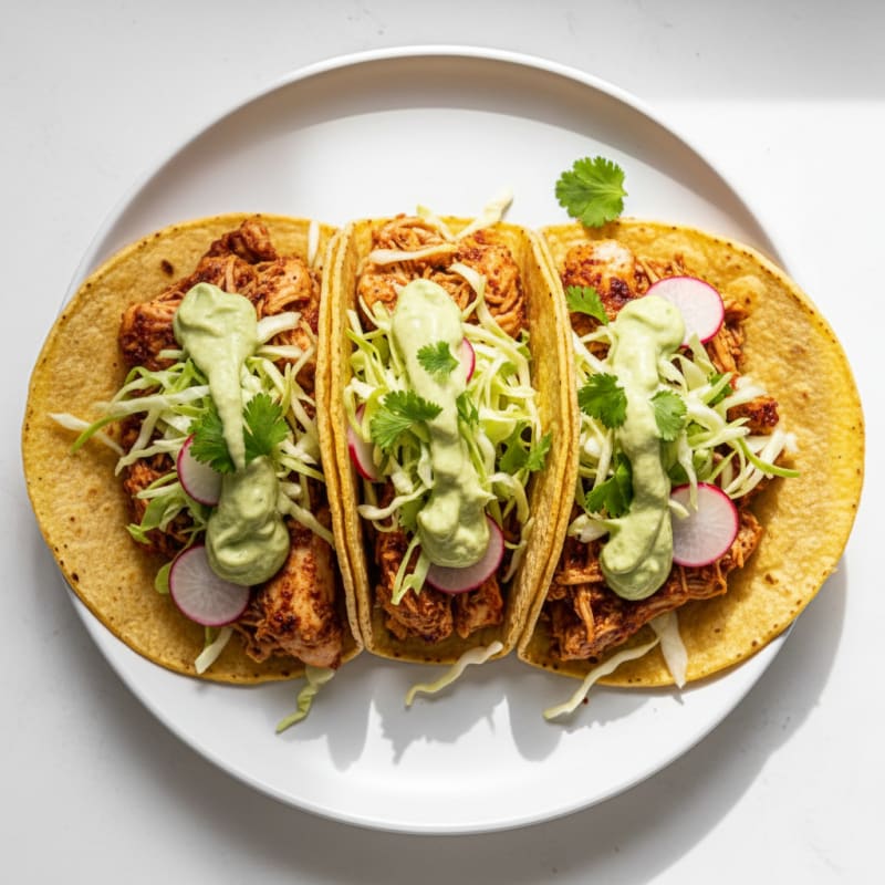 Chicken Tacos with Avocado Crema