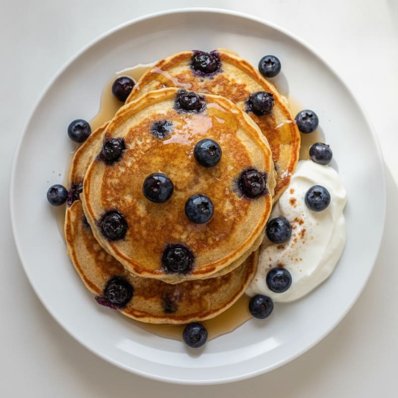 High-Protein Blueberry Oat Pancakes