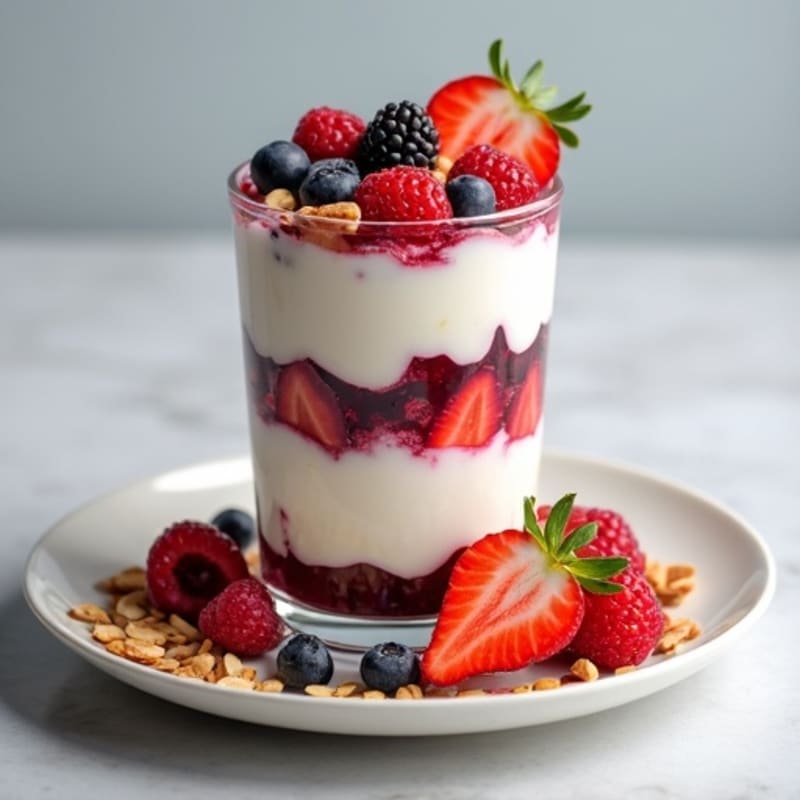 Greek Yogurt Protein Parfait with Mixed Berries and Almonds