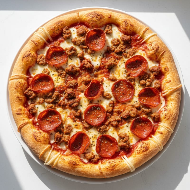 Crispy Meat Lovers Stuffed Crust Pizza