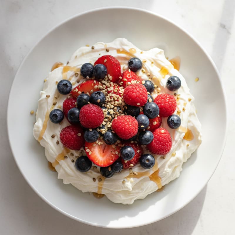 Silky Greek Yogurt Protein Pudding with Mixed Berries
