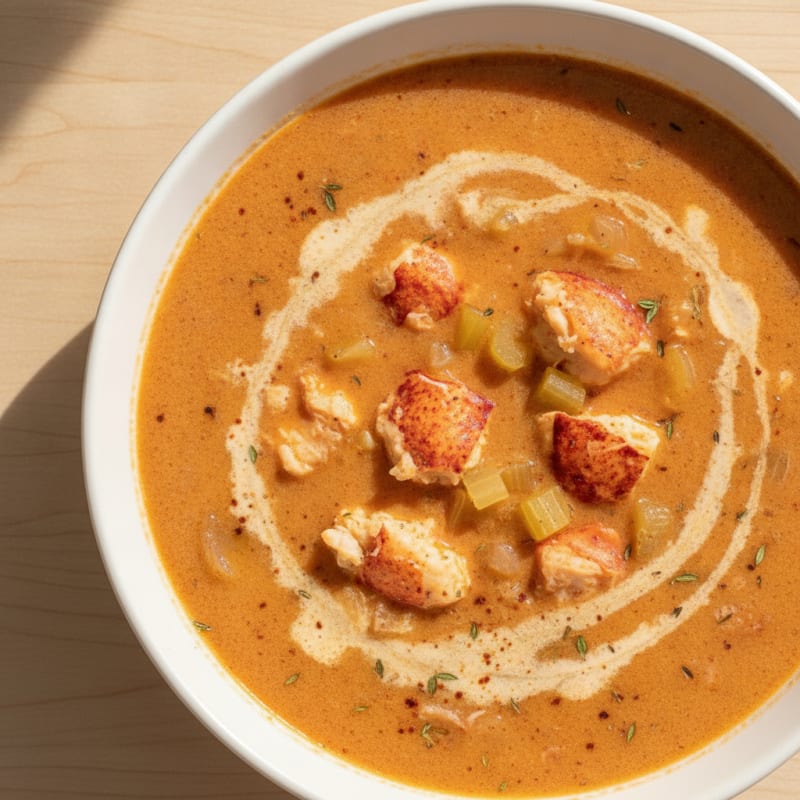 Rich Lobster Bisque with Sherry Swirl