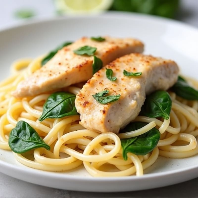 Creamy Garlic Chicken Alfredo with Protein Pasta